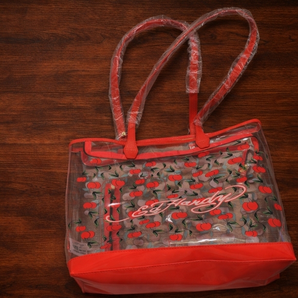 Ed Hardy Tote - Clear With Cherries - NWOT - Picture 4 of 7